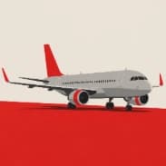 Un avión de línea sobre fondo crema