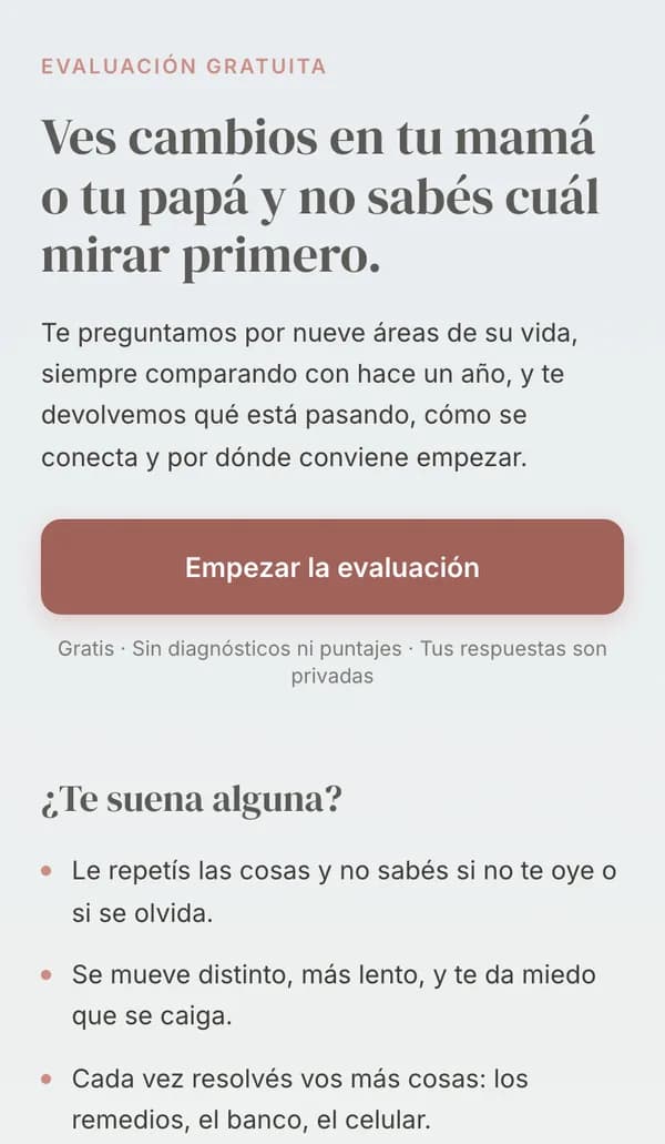 Inicio de la evaluación, en el celular