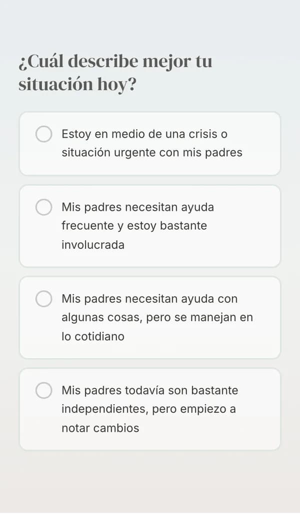 Primera pregunta del cuestionario, en el celular